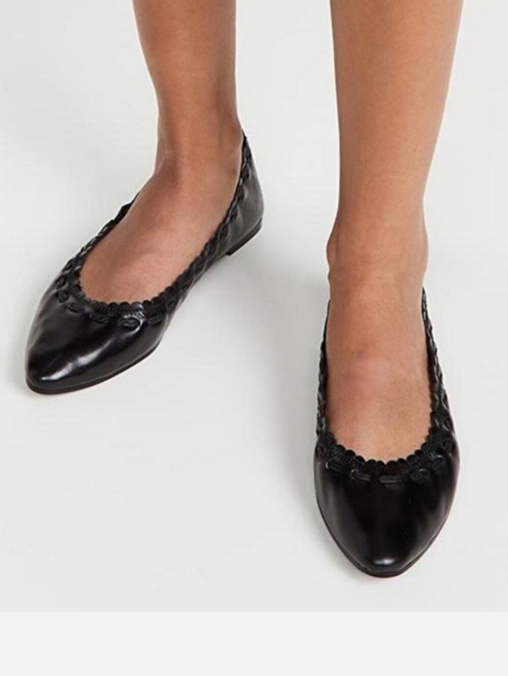 See By Chloe Jane Black Leather Pointed Ballet Flats